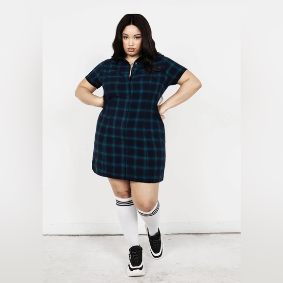 Disturbia Black and Blue Plaid Mini Dress - Picture 4 of 8